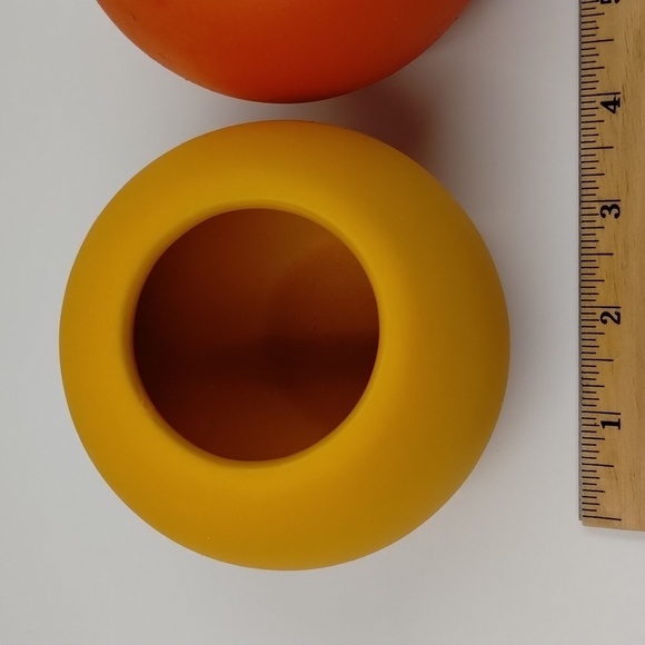 Retro round orange and yellow succulents planters 3" set of 2 - Picture 3 of 7